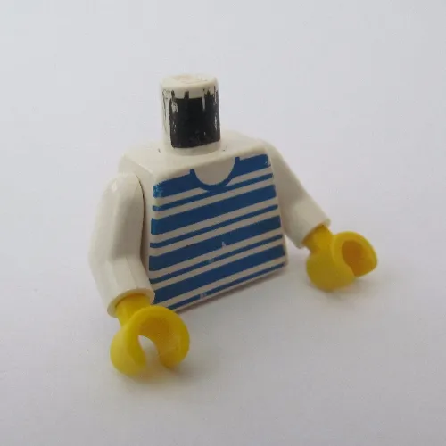 Torso Horizontal Blue Stripes Print, White Arms, Yellow Hands