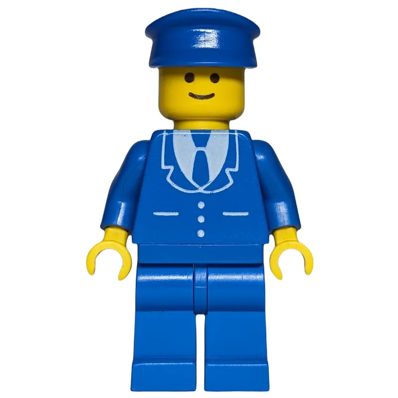 Man, Blue Suit with Tie and Three Buttons, Blue Hat