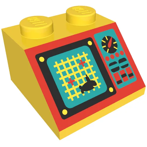 Slope 45° 2 x 2 with Grid Screen, Shark, and Controls on Red Panel Print (Aquazone)