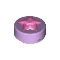 Tile Round 1 x 1 with Molded Trans-Bright Pink Star