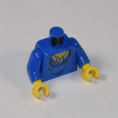 Torso Sweater with Shirt Collar and Yellow Neck Print, Blue Arms, Yellow Hands