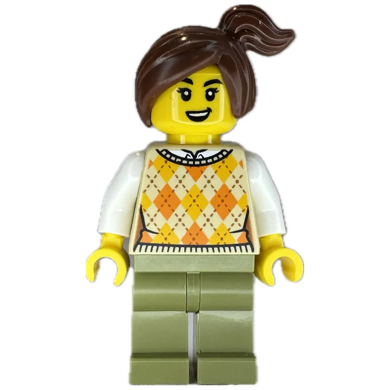 Kiosk Customer, Tan Torso, Olive Green Legs, Reddish Brown Hair