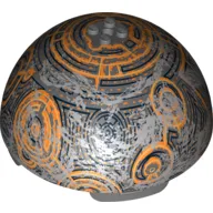 Dome Hemisphere 11 x 11 with 2 x 2 Studs on Top and Coruscant Black / Gold / Orange Planet Print (75007)