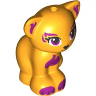 Animal, Cat, Sitting with Magenta Eyes and Inner Ears - Black Nose and Mouth - Magenta Chest Markings and Paws Print