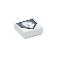 Tile 1 x 1 with White Horse on Sand Blue Pentagonal Shield Print