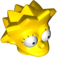 Minifig Head Special, Simpsons, Lisa Simpson with Bright Pink Bow Print
