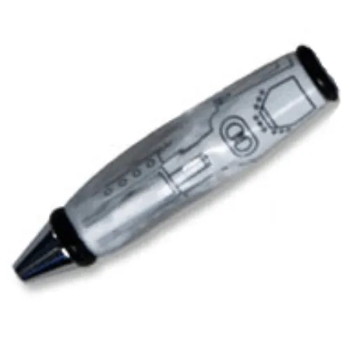 Pen Body, with Chrome Tip, Black Ends with Black Mechanical Lines Print
