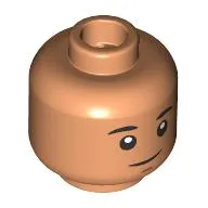 Minifig Head Sig Greebling, Black Eyebrows, Lopsided Grin/Scared