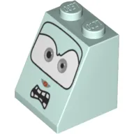 Slope 65° 2 x 2 x 2 with Bottom Tube and Eyes, Light Gray and Angry Mouth with Teeth Print