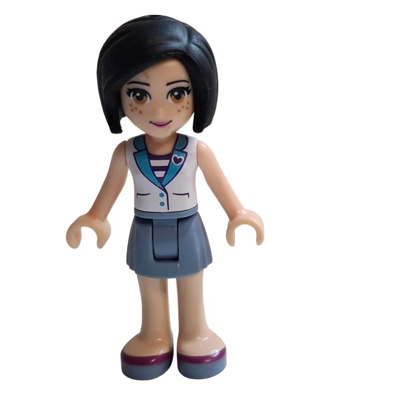 Sandra - White Vest, Sand Green Skirt