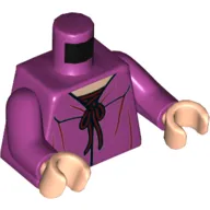 Torso Cardigan Sweater, Tied Bow, Light Nougat Neck, Magenta Arms, Light Nougat Hands