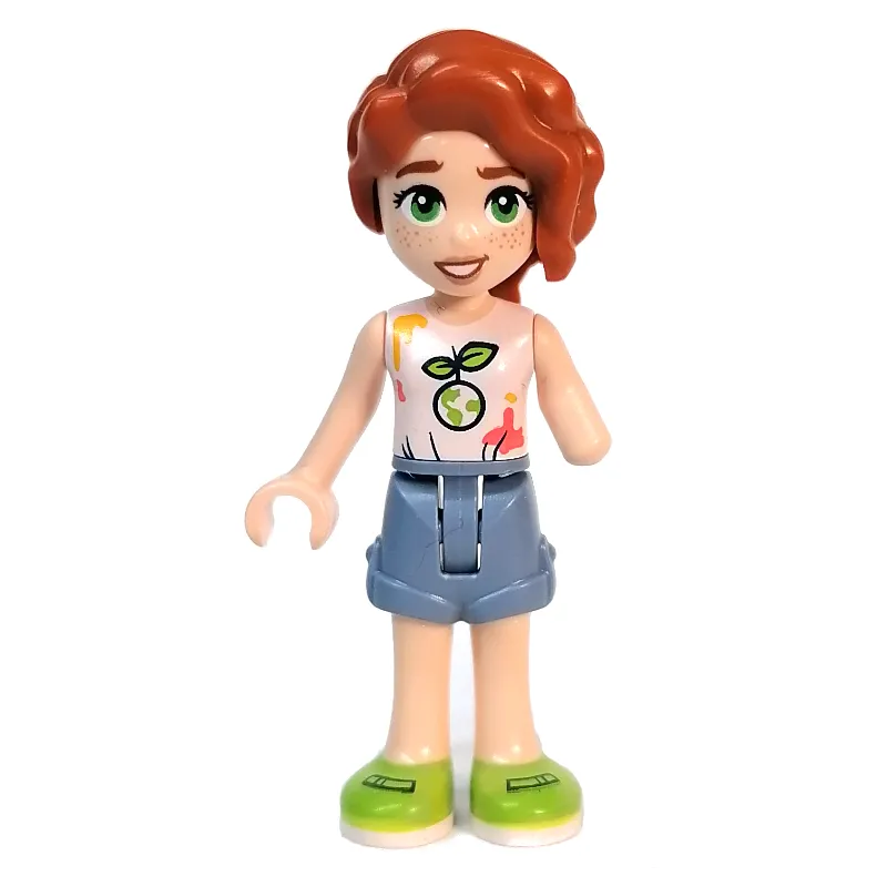 Autumn - White Top, Sand Blue Shorts