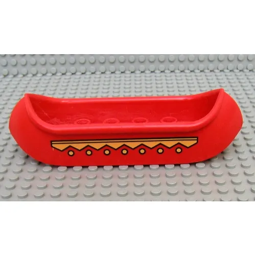 Duplo Boat / Canoe 2 x 8 with Yellow Zigzag Line and Dots Print