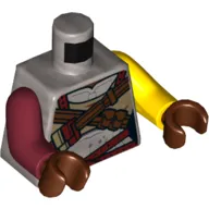 Torso Odd Arms, Armor, Reddish Brown Straps, Dark Tan Undershirt Print, Left Yellow Arm, Right Dark Red Arm, Reddish Brown Hands