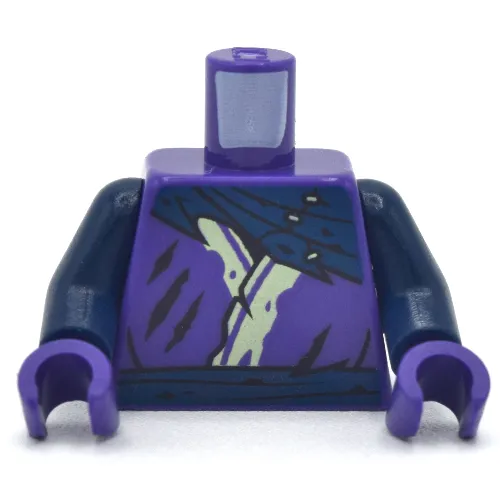 Torso Robe, Tattered with Dark Blue Scarf, Yellowish Green Trim print, Dark Blue Arms, Dark Purple Hands