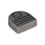 Tile 1 x 1 Half Circle - Black Circle and 4 Lines print (vent / piston)