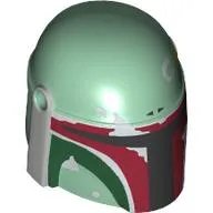 Helmet Mandalorian with Holes, Weathered Dark Red, Dark Green and Light Bluish Grey Print