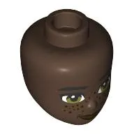 Minidoll Head, Black Eyebrows, Olive Green Eyes, Dark Red Freckles