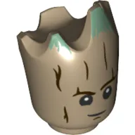 Minifig Head Special, Teen Groot with Sand Green Tips Print