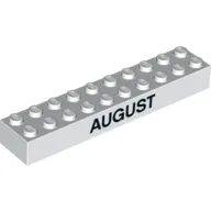 Brick 2 x 10 with Black 'JULY' / 'AUGUST' Print