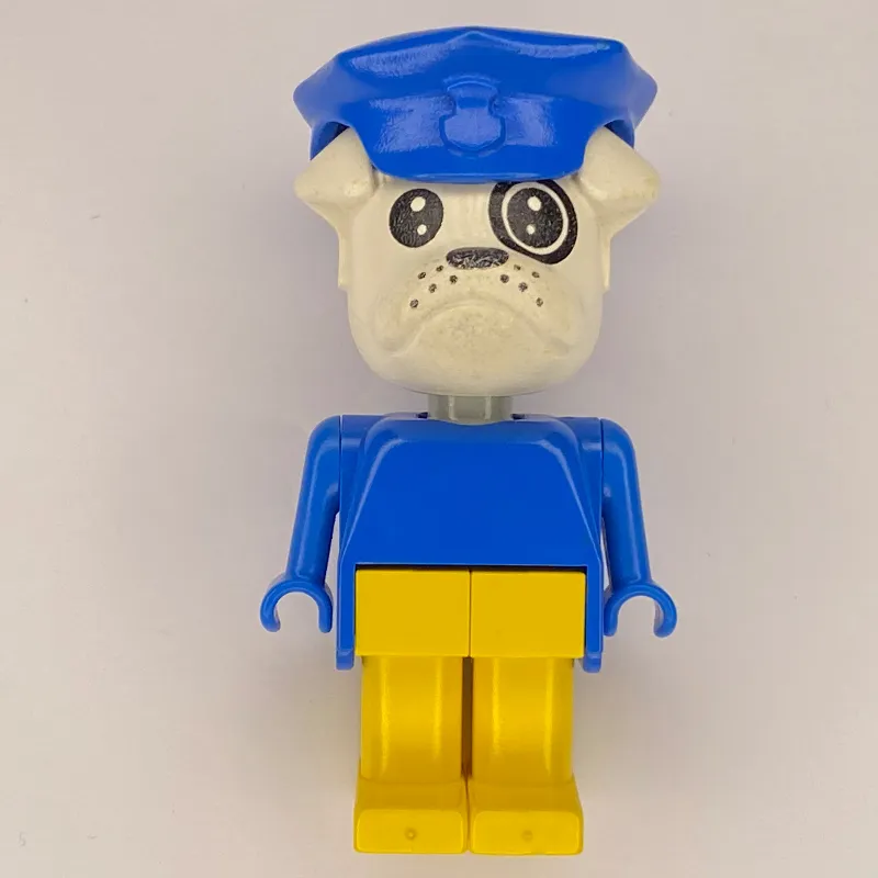 Boris Bulldog, White Head, Blue Torso, Yellow Legs, Blue Police Hat