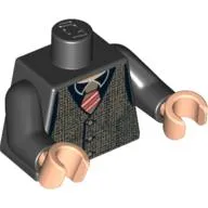Torso Tweed Vest with Striped Tie Print, Black Arms, Light Nougat Hands