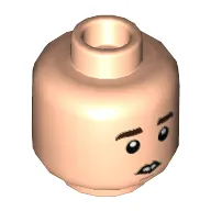 Minifig Head Neville Longbottom, Gapped Teeth, Dark Brown Eyebrows, Neutral / Scared Print