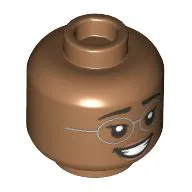 Minifig Head, Silver Glasses, Stern/Annoyed Look/Big Smile with Teeth print