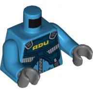 Torso Protection Vest with 'ADU' Print, Dark Azure Arms, Dark Bluish Gray Hands