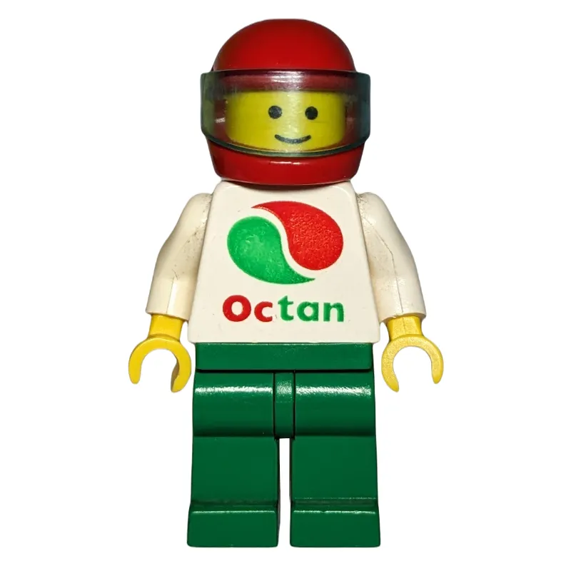 Pilot, White Shirt with Large Octan Logo, Green Legs, Red Helmet with Visor