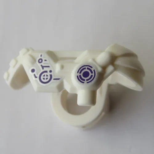 Minifig Neckwear Armor Shoulder Pads with Scabbard for Two Katanas with Silver and Dark Purple Industrial Print