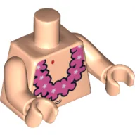 Torso Bare Chest with Belly Button (Navel) and Pink Lei Print, Light Nougat Arms and Hands