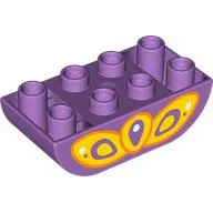 Duplo Brick 2 x 4 Curved Bottom with Yellow Butterfly Wing Print