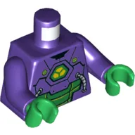 Torso Armor with Green Plates, Tubes and 3 Yellow Pentagons on Chest Print, Dark Purple Arms, Green Hands