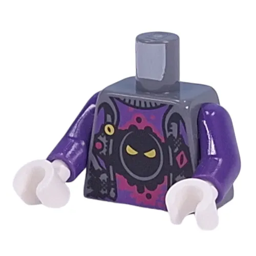 Torso, Dark Purple Sweater, Black Doomblob on Magenta Background print, Dark Purple Arms, White Hands