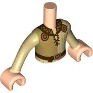 Minidoll Torso Boy with Tan/Olive Green Tunic, Dark Brown Trim, Laces, Belt Print, Light Nougat Hands