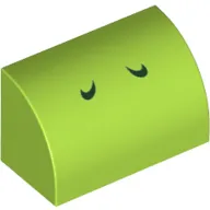 Brick Curved 1 x 2 x 1 No Studs with Dark Green Lines (Yoshi Nostrils) Print