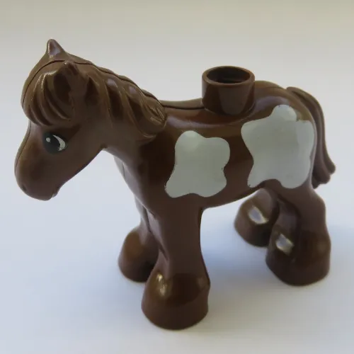 Duplo Animal Horse/Foal with Large White Spots