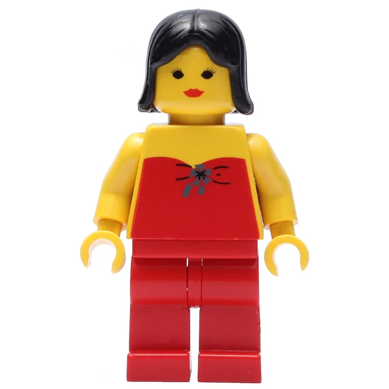 Woman, Red Halter Top, Red Legs, Black Hair