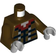Torso Pixelated Black, Dark Red, and Silver Squares (Buttons) Print, Dark Brown Arms, Light Bluish Gray Hands