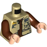 Torso Jacket with Dark Tan Belts and Reddish Brown Undershirt Print (Rebel Trooper), Reddish Brown Arms, Light Nougat Hands