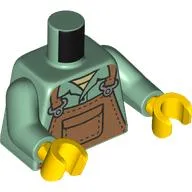 Torso, Medium Nougat Apron print, Sand Green Arms, Yellow Hands