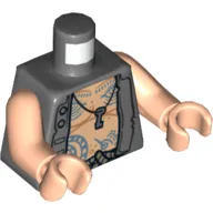 Torso Vest Open over Chest with Tattoos and Key Print, Light Nougat Arms and Hands