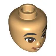 Minidoll Head with Black Eyebrows, Reddish Brown Eyes, Open Mouth Smile, Dark Orange Lips print