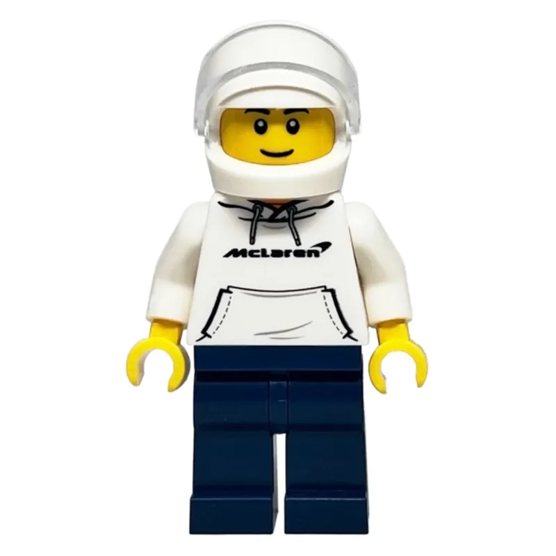 Race Driver - White Torso, Dark Blue Legs, White Helmet
