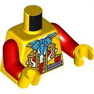 Torso, Chines Tunic, Gold/White/Red Monkey, Medium Blue Scarf print, Red Arms, Yellow Hands NO. 6405