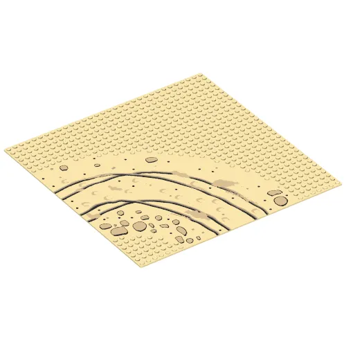Baseplate 32 x 32 with 7-Stud Curve with Rocks and Ruts / Dirt Road Print