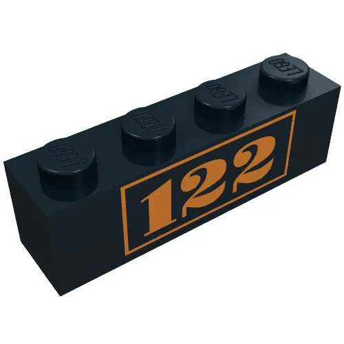 Brick 1 x 4 with Gold '122' Print