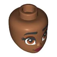 Minidoll Head, Thick Black Eyebrows, Dark Red Eyeshadow, Brown Eyes, Dark Red Lips