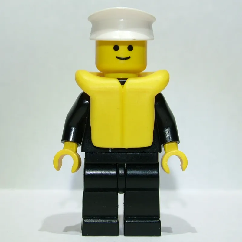 Boat Admiral, Black Suit with Gold Anchor, Yellow Life Vest